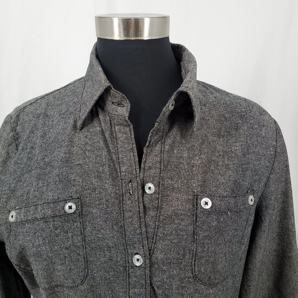 JL❤ Button Front Collared Shirt Gray Womens Large - Picture 2 of 14